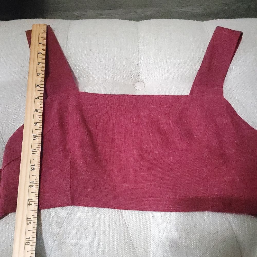 All That Remains Natalie Linen Tie Top Burgundy Womens 8 Limited Edition - Picture 11 of 12